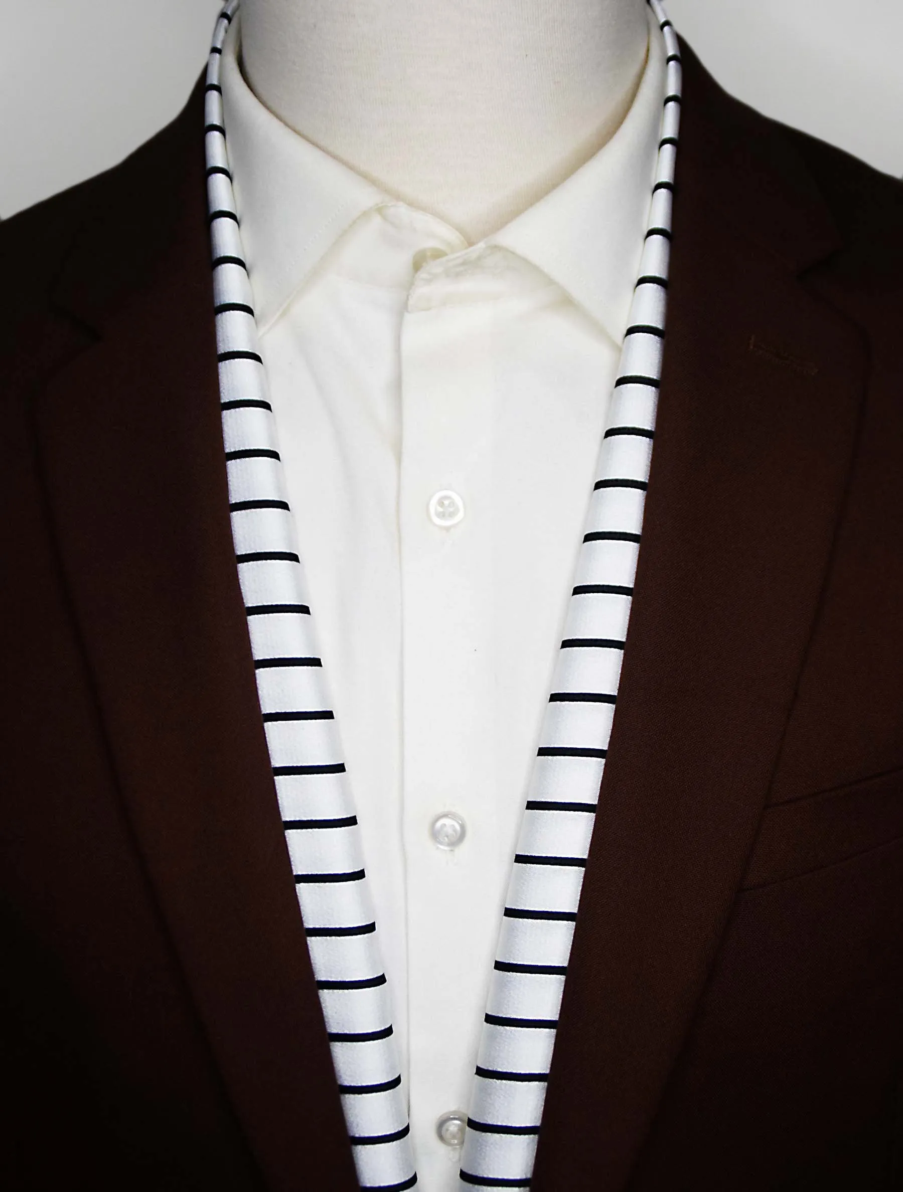 SLEEK BLACK & WHITE STRIPES - SILK MEN SCARVES