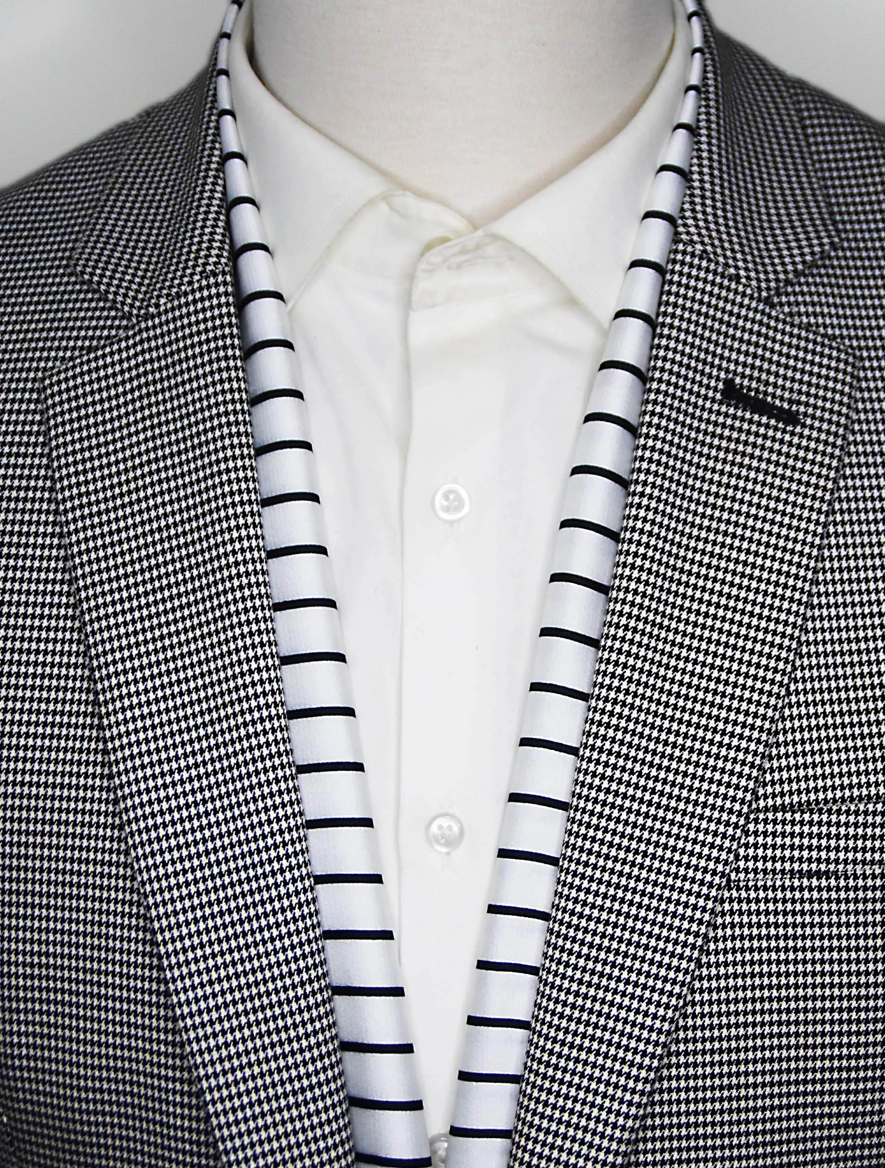 SLEEK BLACK & WHITE STRIPES - SILK MEN SCARVES