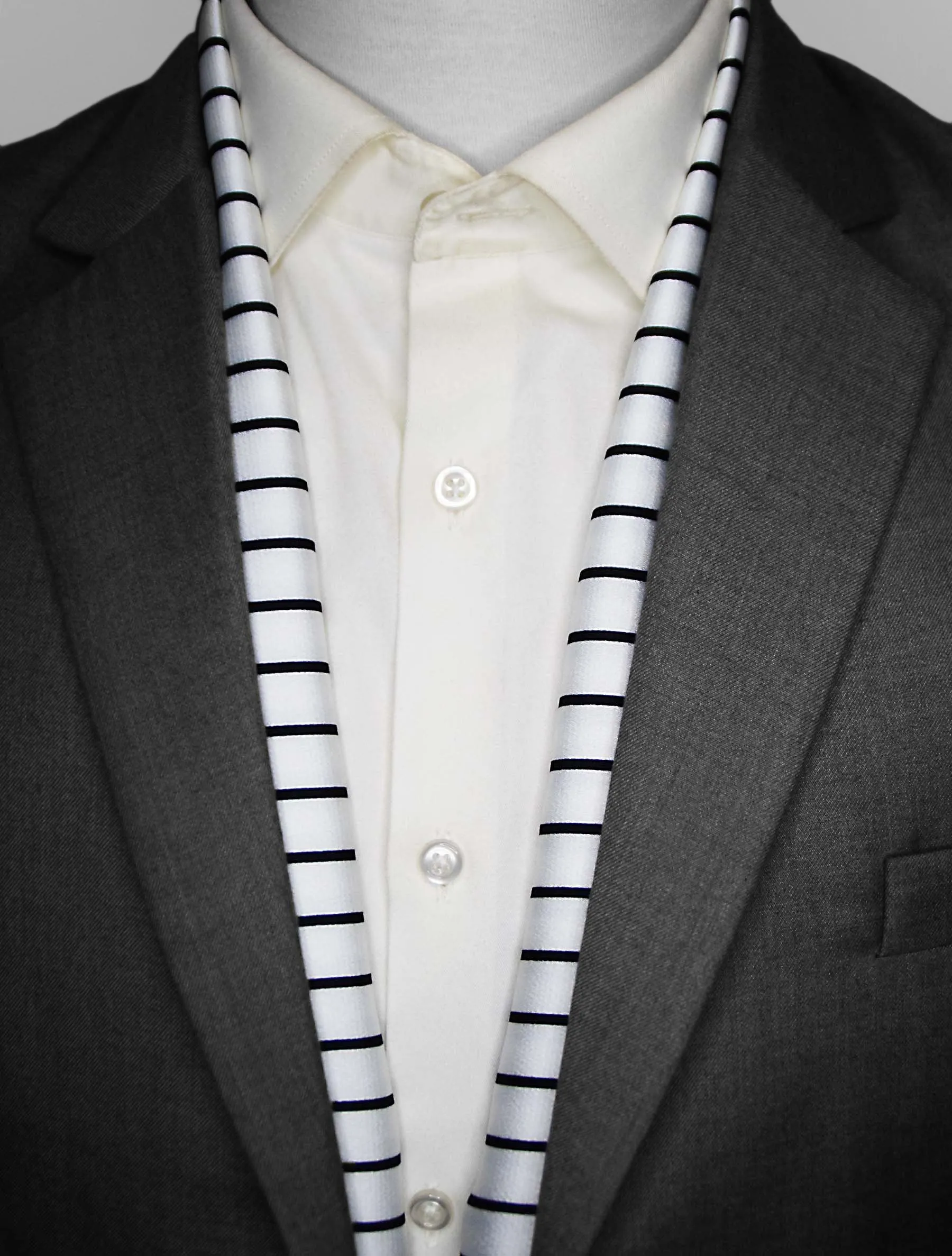 SLEEK BLACK & WHITE STRIPES - SILK MEN SCARVES