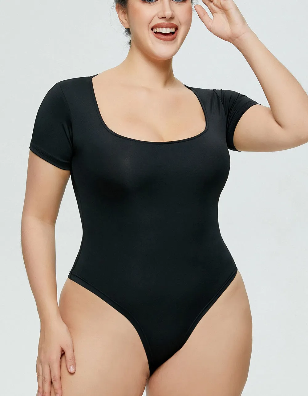 Solid-color Short-sleeved Round Neck Slim-fit Bodysuit