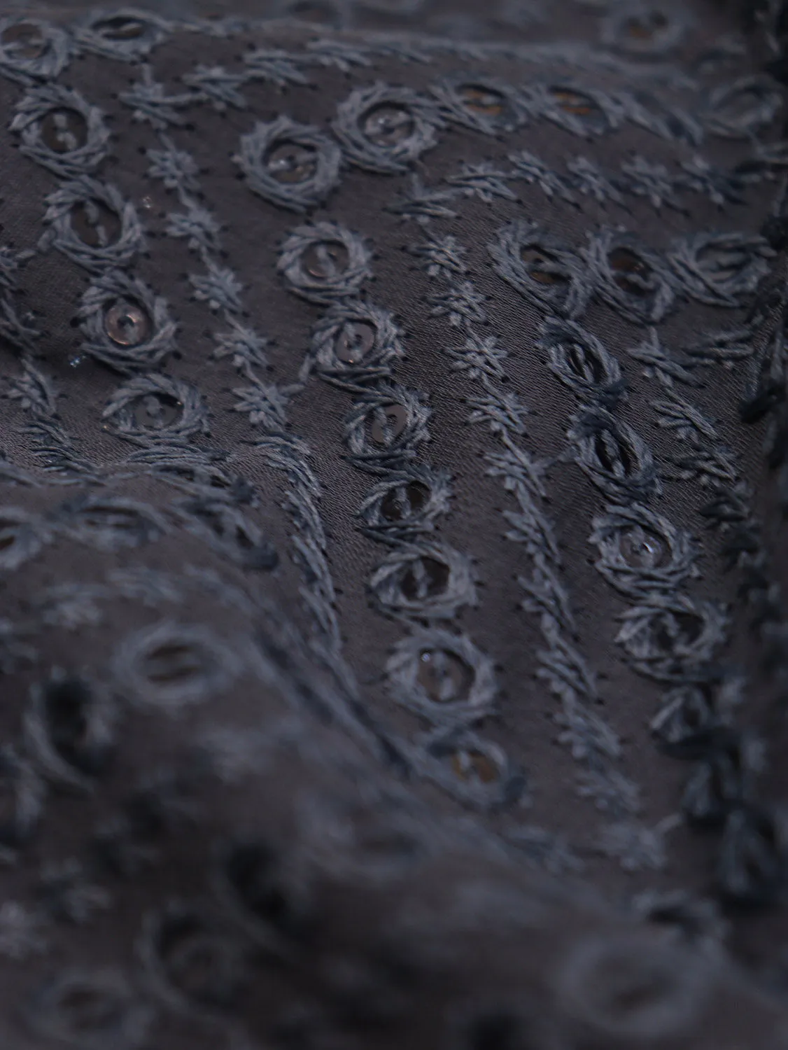 Stunning Black Chikankari Georgette Fabric with Sequins (1 Mtr)