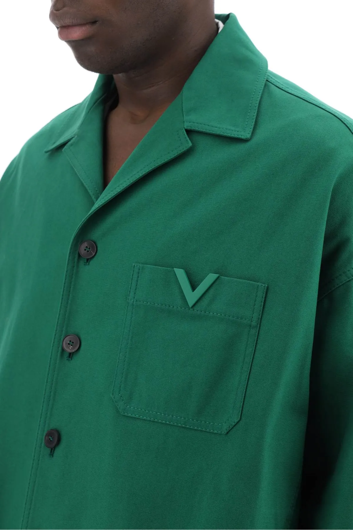 VALENTINO GARAVANI "canvas overshirt with v detail