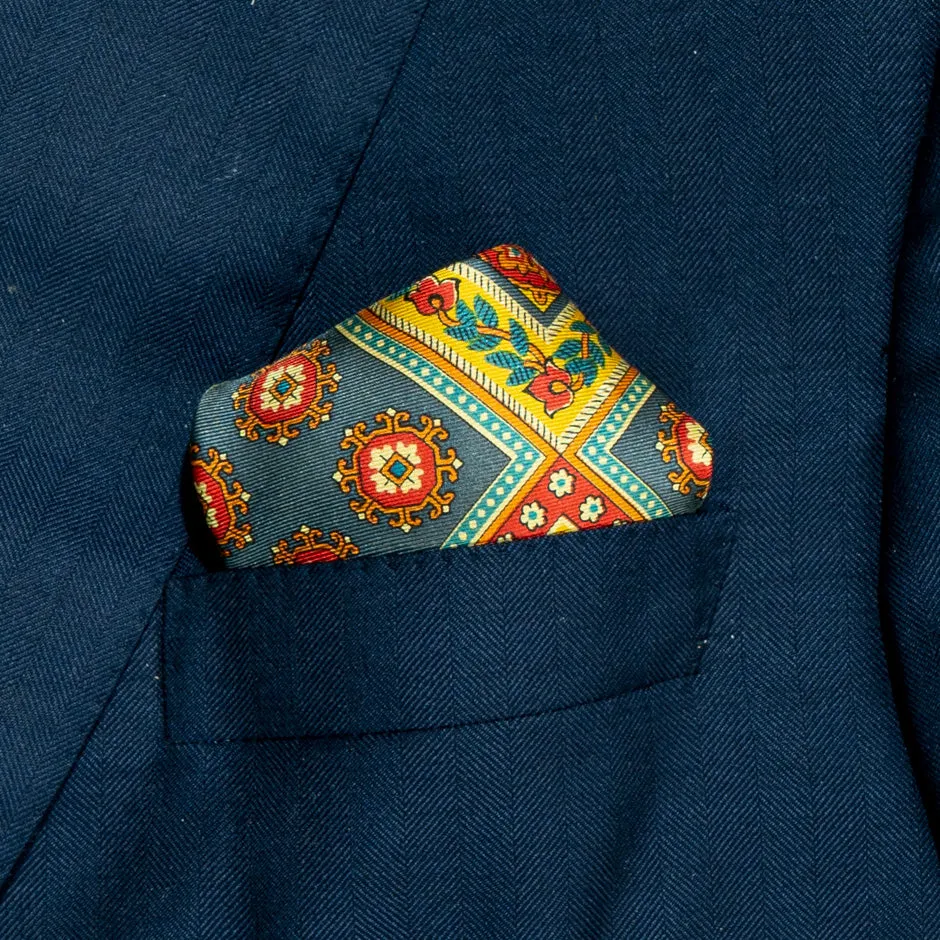 Vibrant Printed Pure Silk Twill Pocket Handkerchief