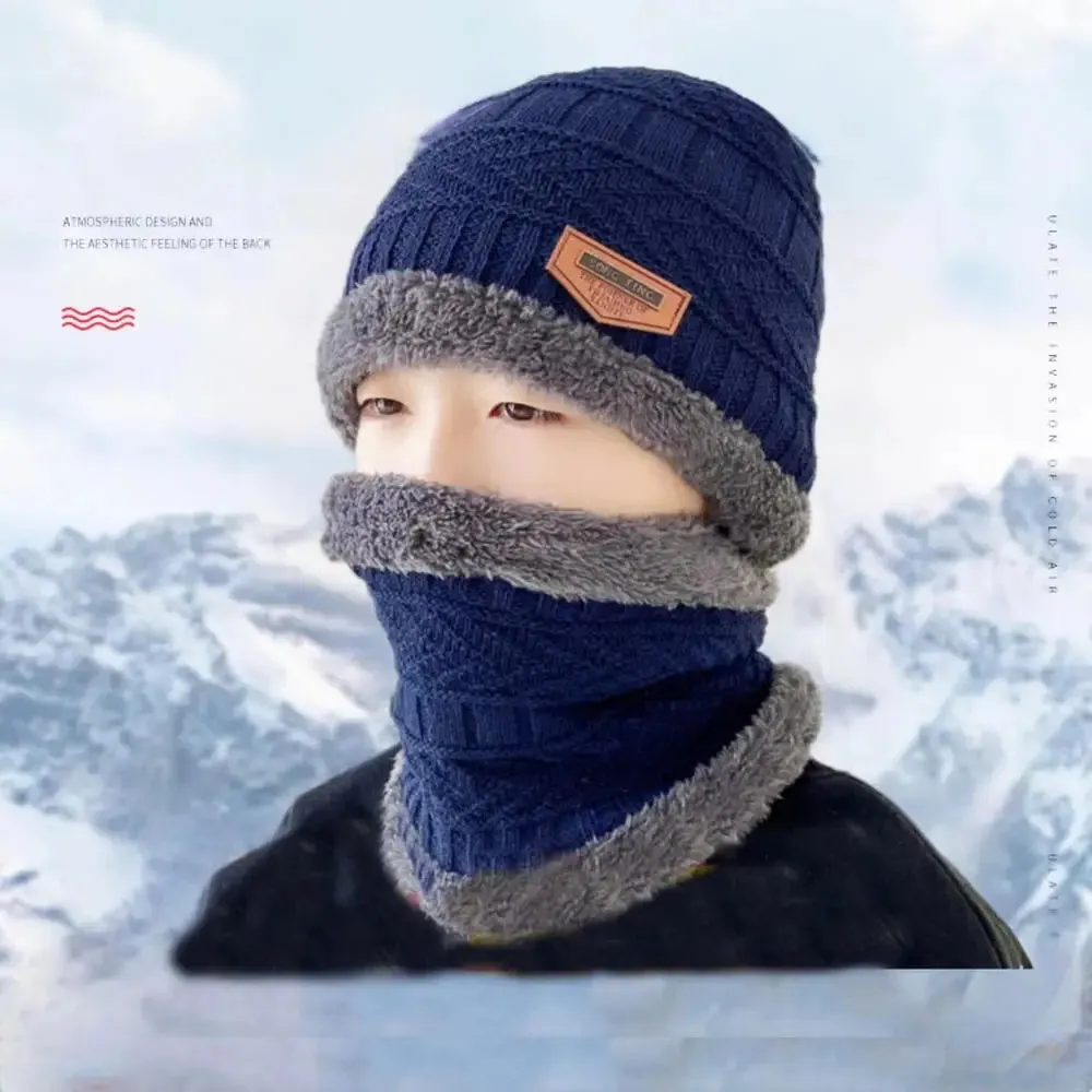 Winter Fleece Scarf Hats Thicken Plush Warm Beanies Wool Knit Caps Men Women Outdoor Cycling Ski Cold Protection Neck Mask Hat