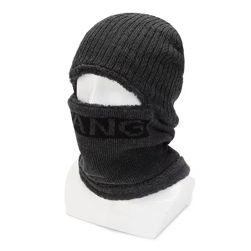 Winter Fleece Scarf Hats Thicken Plush Warm Beanies Wool Knit Caps Men Women Outdoor Cycling Ski Cold Protection Neck Mask Hat