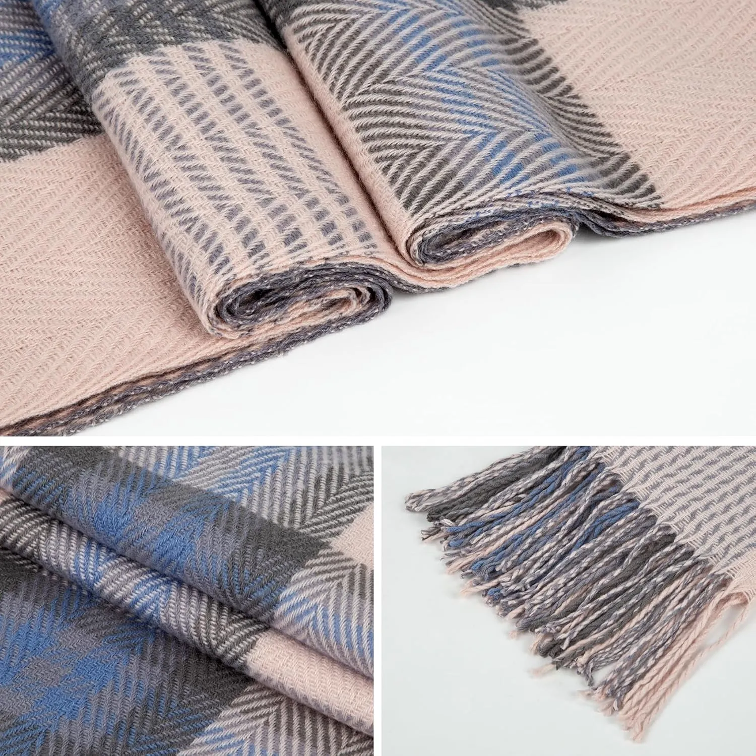 Women's Long Plaid Blanket Chunky Oversized Winter Fall Warm Scarf